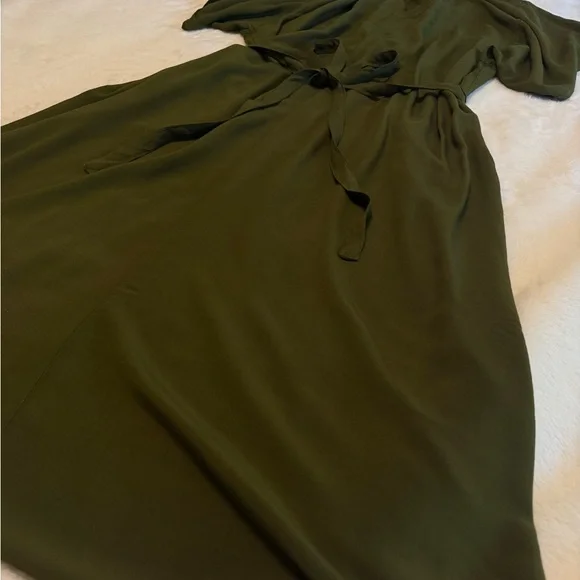 MAWLANA Wrap Style Long Dress Dark Olive Green - Picture 6 of 10